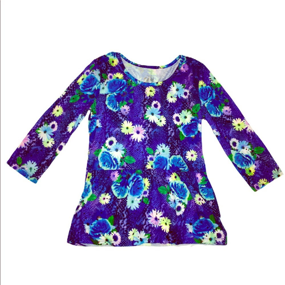 Floral Sparkly Long Sleeve Justice Shirt